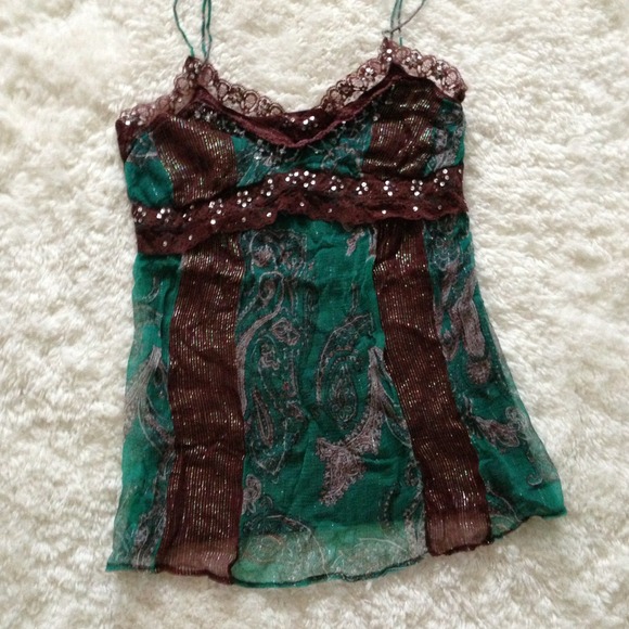 Chiffon and lace beaded top