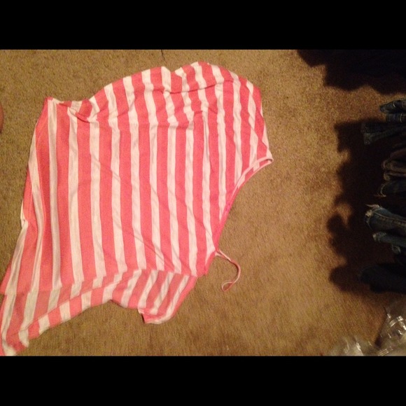 Pink stripped one shoulder top