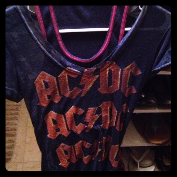 Blue burnt out look t shirt