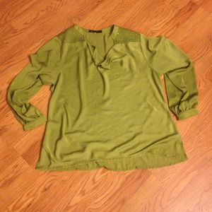 Olive green silk dress shirt