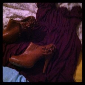 Brown open tied ankle boots