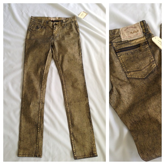 CONVERSE JOHN VARVATOS Gold Foil Metallic Skinny - Picture 1 of 4