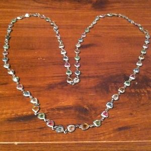 Multicolored crystal heart necklace