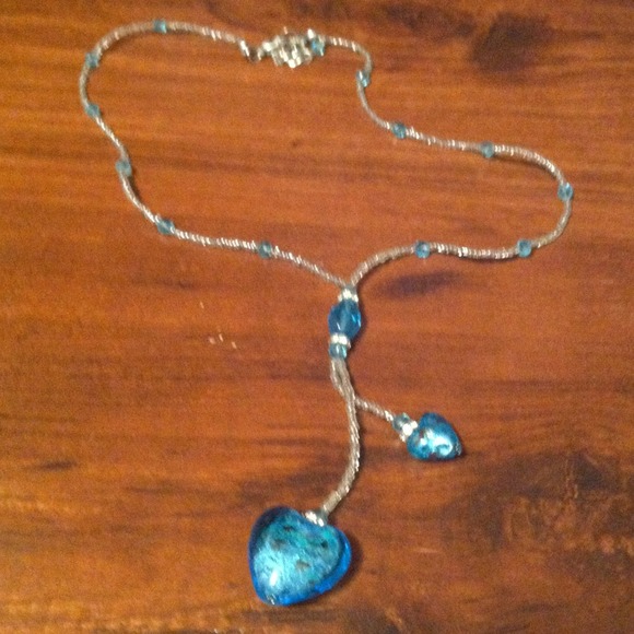 Glass bead heart necklace