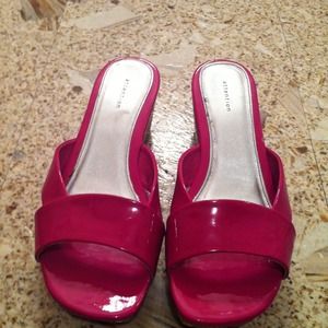 Pink patent leather slip on