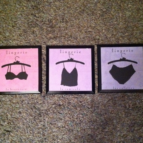 Set of 3 lingerie wall art