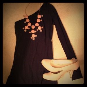 One shoulder black long sleeve top