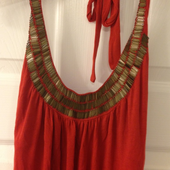 Burnt orange with brass detail halter top - Picture 1 of 2