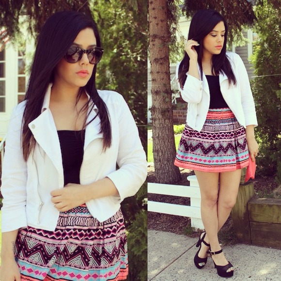 📍RESERVED Neon aztec print skirt
