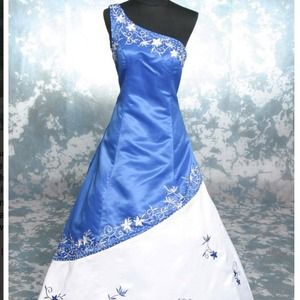 Blue and white prom dress