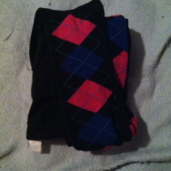 Blue and Pink Argyle Knit Tights