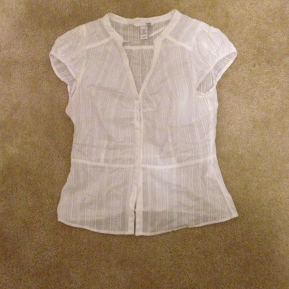 NWOT Very cute, flattering, white, sheer blouse!