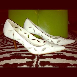 Nomi white leather heels