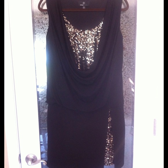 Sequin Peek a boo sequin short black dress