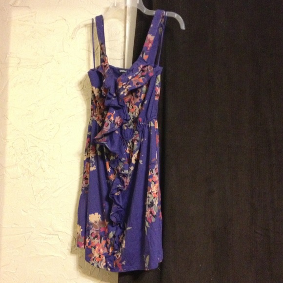 Express dress/purple with multi-colored flowers