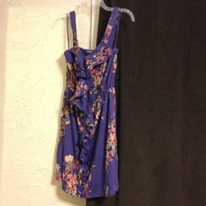 Express dress/purple with multi-colored flowers