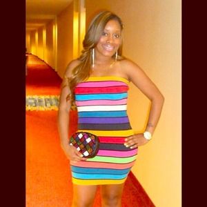 Strapless multicolored dress