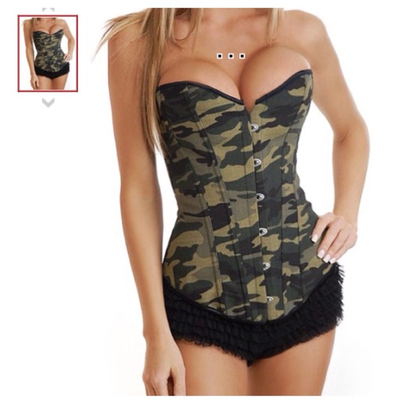 Camouflage couture corset w/ matching g-string