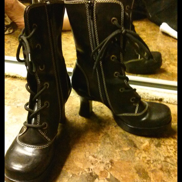 Black lace up boots