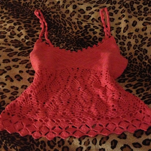 EXPRESS hot pink handknit crochet summer tank M