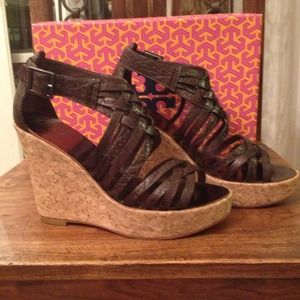 Tory Burch Leather Wedges 8.5