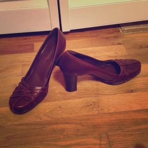 Brown leather heels