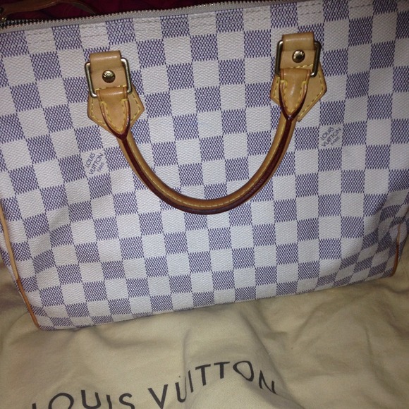 White & blue handbag
