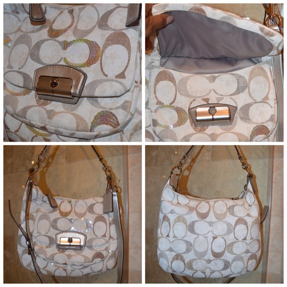 COACH Silver/Platinum Signature Hobo - Picture 3 of 4