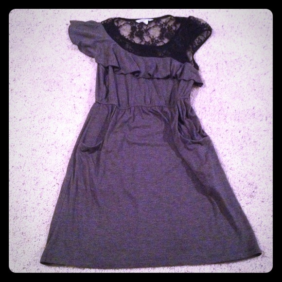 Gray and black lace dress