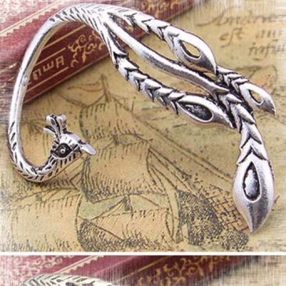 Silver Peacock Earring Cuff