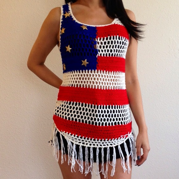 Tops - American Flag Crochet Top