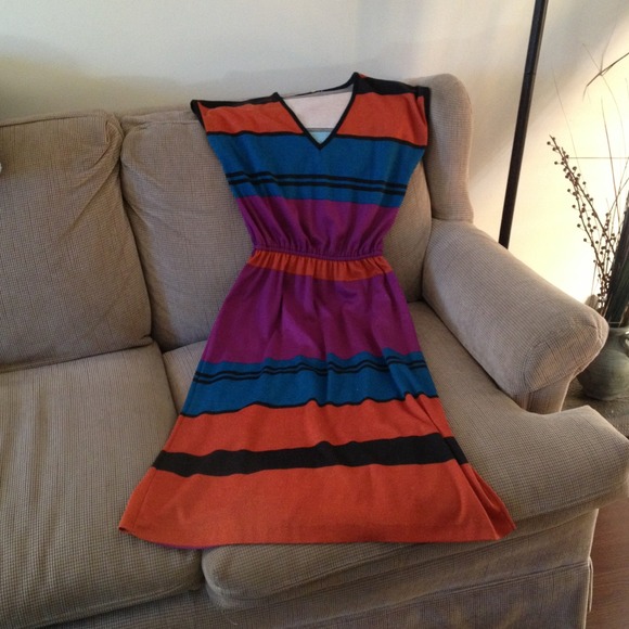 1970's vintage jersey dress w/cinched waste