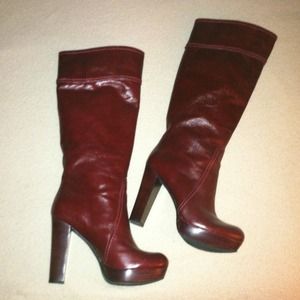 Red leather boots