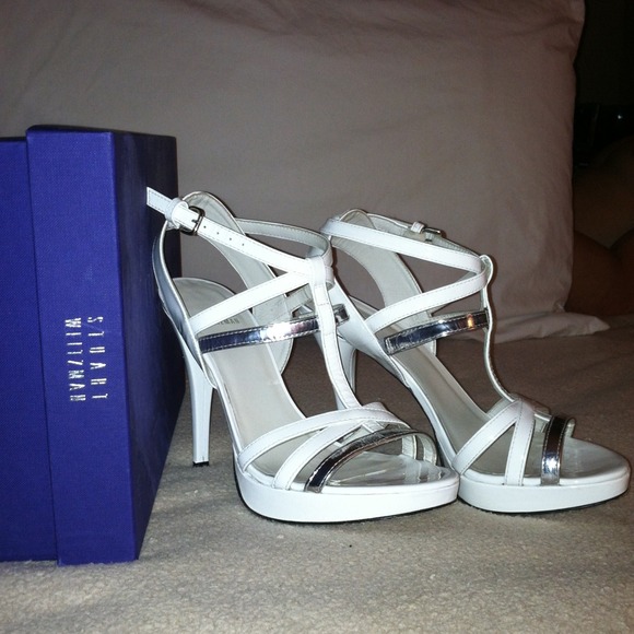 Stuart Weitzman white patent heels
