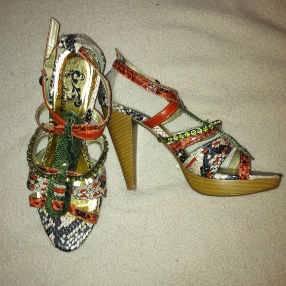 Orange and green heels