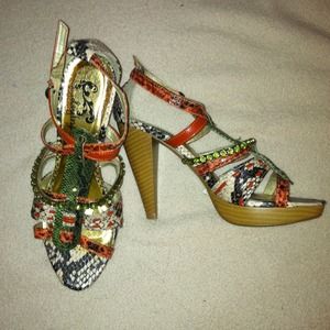 Orange and green heels