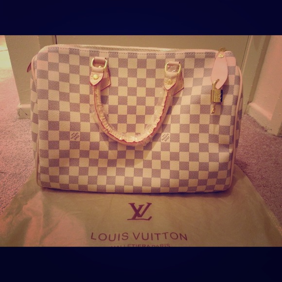 Speed 35 damier Azur with lock and key pus dust bag