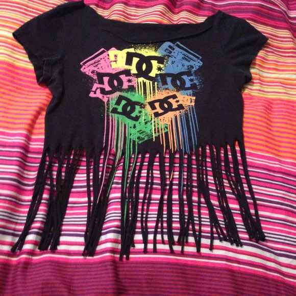 Small Black Fringe Crop Top