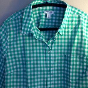 ***••SOLD••***Green Gingham button down
