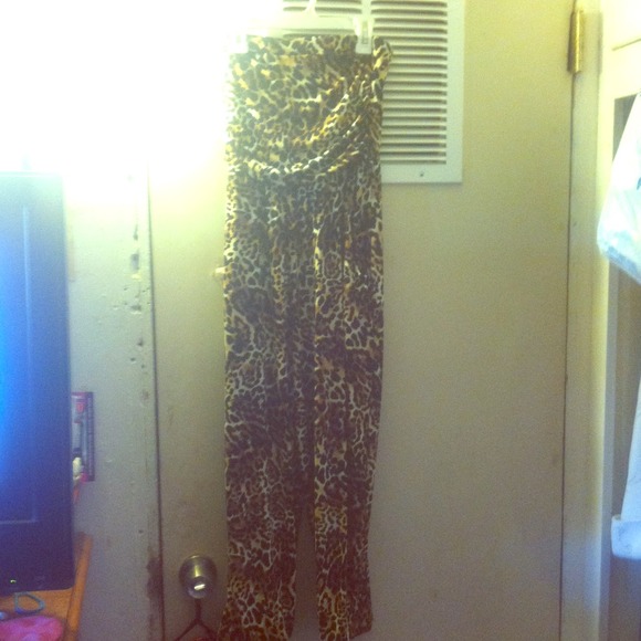 Charlotte Russe leopard print strapless jumpsuit