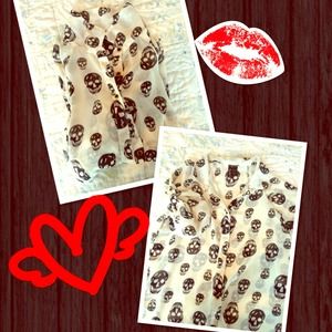 Skull sheer dress shirt!! 💋💋