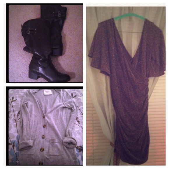 SOLD!! Dress, boots, A&F sweater bundle!!