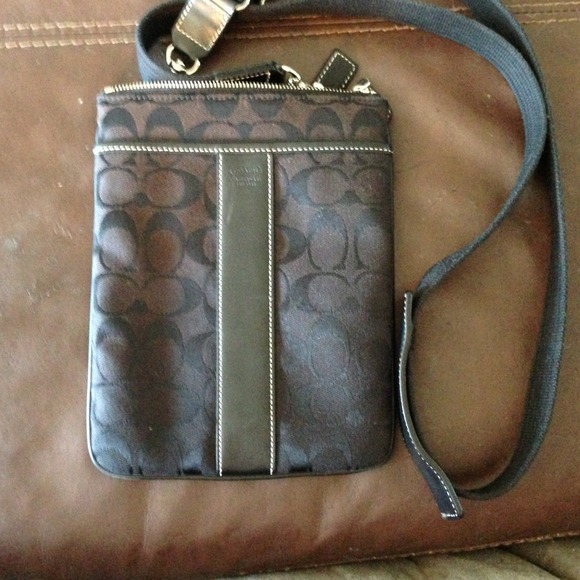Authentic Coach Black Satin with Leather Swingback