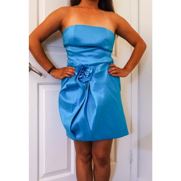 Blue/Aqua Short Tube Dress Bridesmaid - Picture 3 of 3