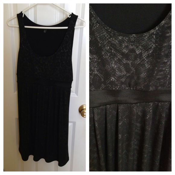 Black dress w/ lace print.