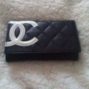 Black with White Monogram Wallet