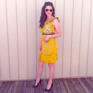 Anthropologie Gold Dress.