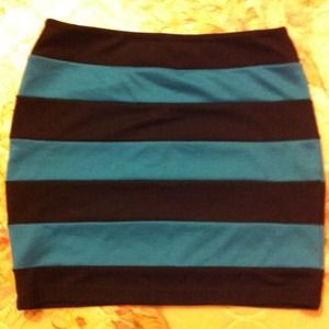 Blue & Black stripe mini skirt