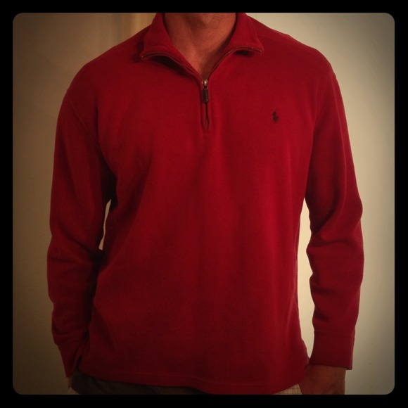 Mens red longsleeve polo sweater