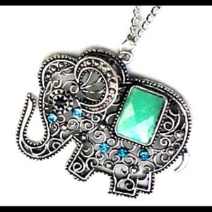 NWT, Elephant Necklace w/ Accent Colored Stone!